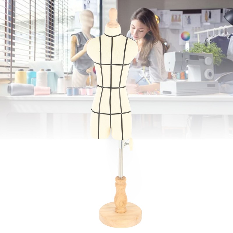 Miniature Dress Form with Stand Wood Base Sewing Mannequin Body