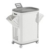 WESAPPINC Rolling Laundry Hamper with Lid, 70L Perforated Plastic Basket
