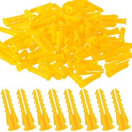 Glooglitter 500 Pieces Ribbed Plastic Anchors 4-6-8 x 7/8 Inch Drywall Anchors for Hollow Walls Pictures Artwork Decor Light Duty Anchoring Application (Yellow)