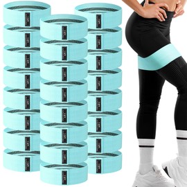 Bunnycool 24 Pcs Fabric Resistance Bands for Working Out Strength Exercise Bands for Women Men Resistance Loop for Legs and Butt, Yoga, Pilates, Rehab, Fitness and Home(Green,Light Resistance)