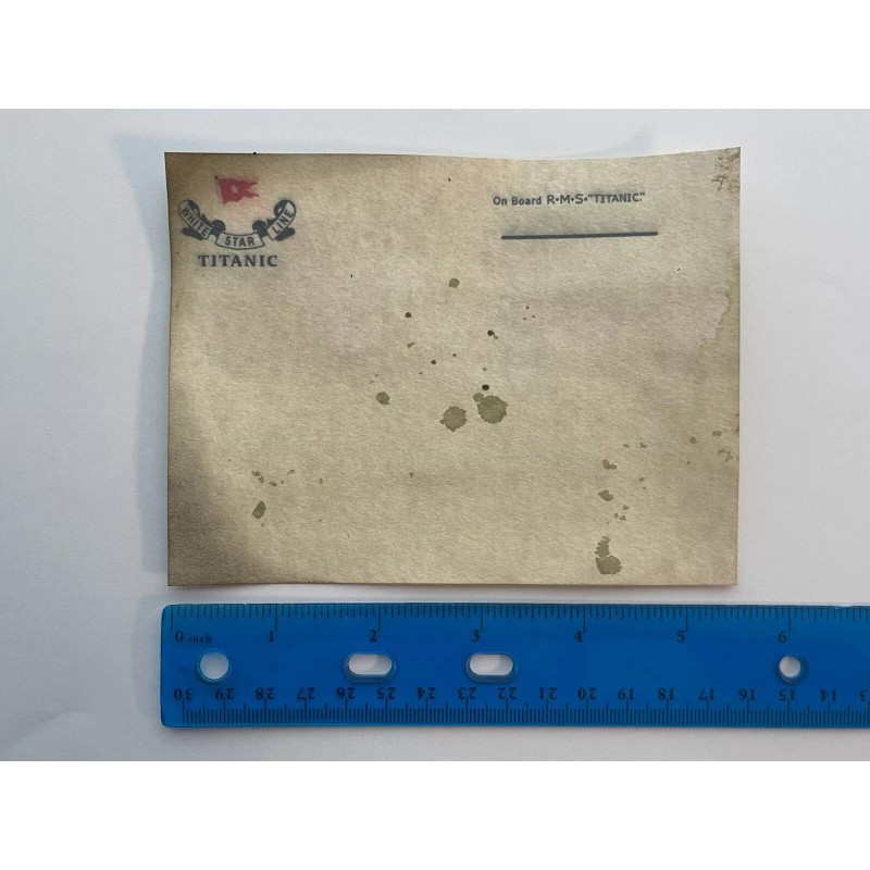 Titanic Launch Ticket, Boarding Pass, Postcard, and Envelope - White