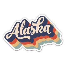 Squiddy Alaska Retro Letters Style - Vinyl Sticker Decal for Phone, Laptop, Water Bottle (3" Wide)