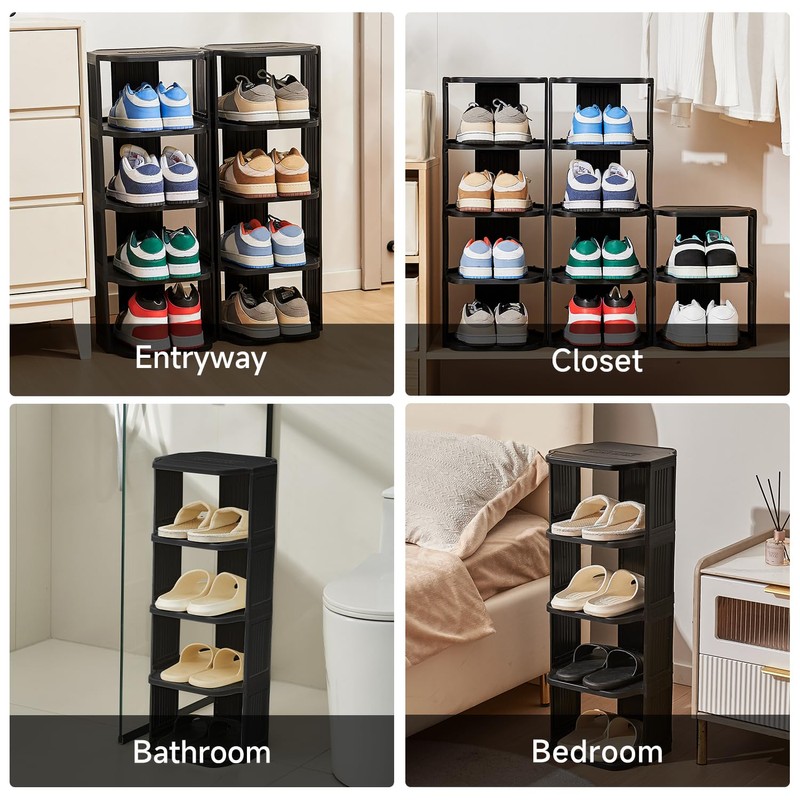 UFORU Small Shoe Rack, 7 Tier Plastic Vertical Shoe Rack
