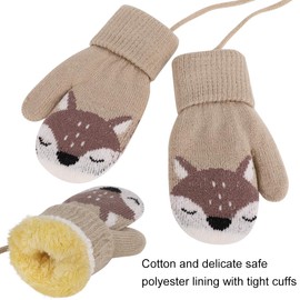 Baby Boys Girls Winter Knitted Mittens,3 Pairs Toddler Magic Stretch Mittens Thick Plush Lined, Warm Fluffy Full Finger Gloves Cold Weather Ski Gloves for 0-3 Y