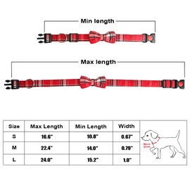 Dog Bow Tie, Vaburs Plaid Bow Tie Dog Collar Unique Lock Buckle Soft Comfortable, Adjustable Comfy Bowtie for Small Medium Large Dogs Cats Pets Durable Cotton Best Gift Cute Bowtie Detachable