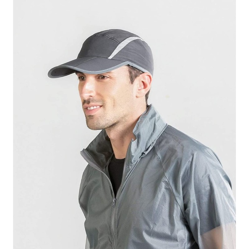 CONNECTILE Folding Mesh Sports Cap Reflective Stripe Breathable Runner Cap,