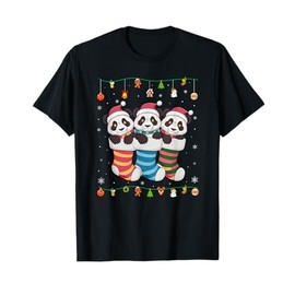 Panda in Christmas Men Women Kids Xmas Pajama T-Shirt