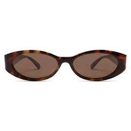 SOJOS Retro Oval Polarized Sunglasses for Women Men Trendy Cateye Vintage Y2k Sunnies SJ2364, Tortoise/Brown
