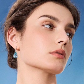 Dragonfly Filigree Earrings Sterling Silver Dragonfly Teardrop Abalone Shell Drop Dangle Earrings Jewelry for Women