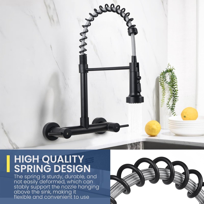BZIMAK Wall Mount Kitchen Sink Faucet, 8 Inch Center Wall