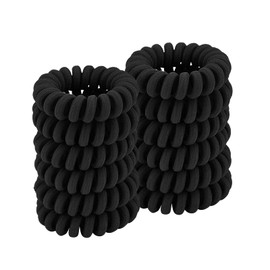 ZOUIQSS Spiral Hair Bobbles, Ponytail Holder, Phone Cable Hair Bobbles for Women and Girls, Traceless, Strong Hold, Waterproof, Suitable for All Hair Types (Fabric, Black, Pack of 12)