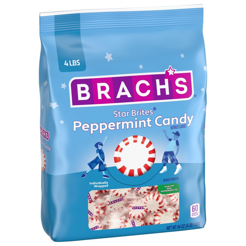 Brach's Star Brites, Christmas Candy, Peppermint, Individually Wrapped, Made With