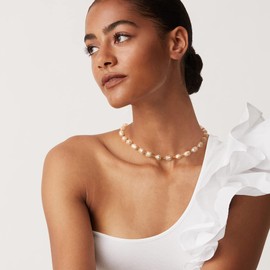 FANZE Baroque Pearl Necklaces for Women Freshwater Pearls 14K Gold Braided Wire Trendy Jewelry Gift for Wedding Chrismas Valentine Holiday Anniversary