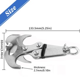 Wolfride Gravity Grappling Hook Stainless Steel, Heavy-Duty Tree Climbing Gear Grappling Hook with Secure Lock | Foldable Carabiner Hook Multifunctional for Hiking, Camping, Survival