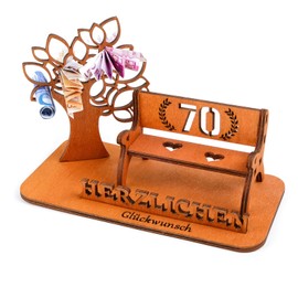 I LOVE MOM Money Gift 70th Birthday Wood, Make Your Own Wooden Sign Guest Book, DIY Three-Dimensional Trees Bench Decoration Numbers for Gifts, Weddings, Parties, Birthdays, Anniversaries