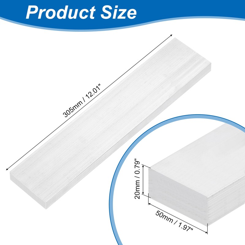 sourcing map Square Aluminum Flat Bar, 3/4" Thickness 2" Width