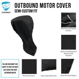 EliteShield Boat Engine Full Outboard Motor Cover CIR: Up to 70.5 Inches Width x Height Up to 56 Inches May fit 40-50 HP Black