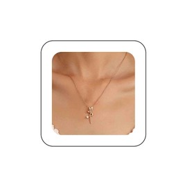 Iaceble Boho Cute Fairy Necklace Crystal fairy Pendant Necklace Gold Fairy Choker Necklace Minimalist Cute Fairy Chain Necklace Cz Angel Clavicle Necklace Jewelry for Women