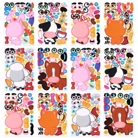 JOYIN 24 PCS 15.2 * 22.8cm Make-a-face Sticker Sheets für Kinder, machen Sie Ihre eigenen Tier Dinosaurier und Match Sticker Sheets mit Dinosaurier und Fantasy Tiere Kinder Party Favor Supplies Craft
