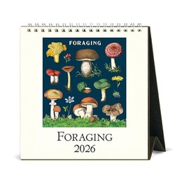 Cavallini 2026 Foraging Easel Desk Calendar, 6x6.5 Inches, 12 Month Page-A-Month Standing Desk Calendar, Ideal for Foraging Lovers, Small and Cute