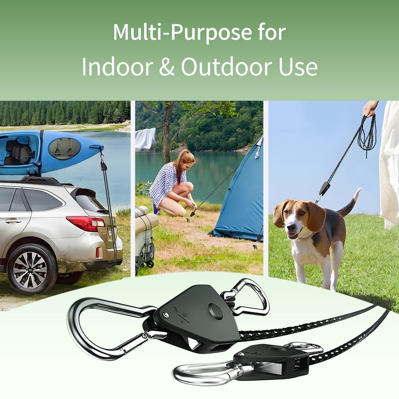 CONBOLA Camping Rope 1/8" Adjustable Rope Hanger & Pulley System