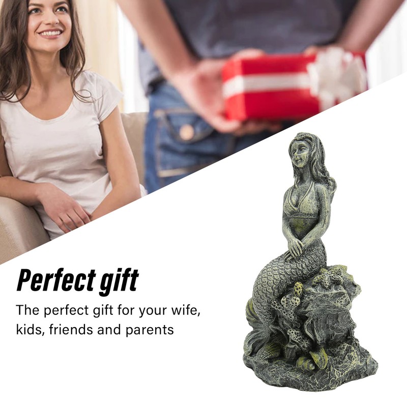 Aquarium Mermaid Statue Safe Resin Beautiful Fish Tank Mermaid Decor