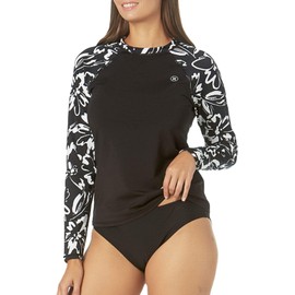 Hurley Women's Long Sleeve Rash Guard, ink fresco