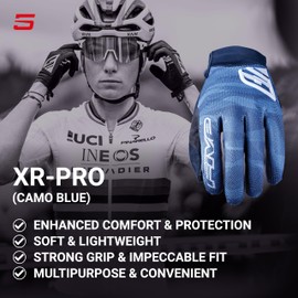 FIVE GLOVES XR Pro Cycling Gloves, Unisex Racing and Riding Gloves for MTB, BMX, and More – Camo Blue, XS-07