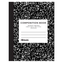 BAZIC Composition Book Wide Ruled 100 Sheet Black Marble Notebook, Writing Journal Comp Lined Notebooks for School, 1-Pack