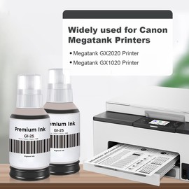 storcfe 135ML GI-25 Pigment Refill Bottle Ink Replacement for Canon 25 GI-25 GI25 Ink Work for Canon MegaTank GX2020 GX1020 Printer, Black, 2-Pack