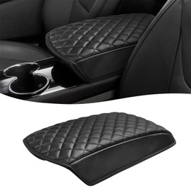 KBH Center Console Armrest Cover for Ford Edge 2015-2020, Vinyl Leather Trim, Car Arm Rest Cushion Pad, Anti-Scratch, Black