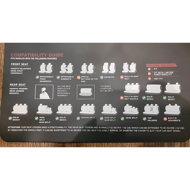 OxGord Car Seat Cover - Solid Black with Front Low