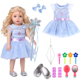 BABESIDE American 18 Inch Dolls Ice and Snow Magic-Girl, Wearing a Princess Dress and Holding a Magic Wand, Cute Delicate Face, Soft Hair and Accessory Kit for 3+ Year Old Girls Gifts and Role Play