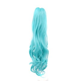 karlery Curly Clip In Thick Claw Drawstring Ponytail Multi-colored Hair Pony Tail Hair Extension (Lake Blue)