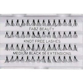 Fabz Beauty False Lashes Duralash Individual Naturals Knot- Free Eyelash Extensions Short/Medium/Long Black (Medium 10mm)