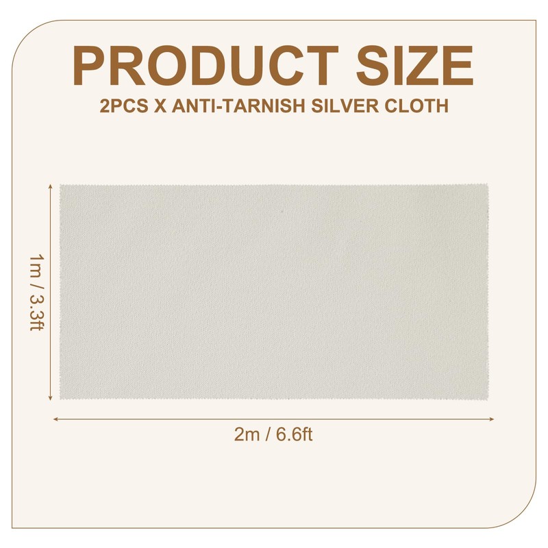 sourcing map 2Pcs Anti-Tarnish Silver Cloth, 6.6 x 3.3 ft