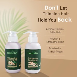 Shampoo y Acondicionador Engrosador con Extracto de Jengibre Herbishh – Kit para Hombres y Mujeres, Estimula el Crecimiento y Engrosamiento del Cabello, Sin Sulfatos ni Parabenos, Todo Tipo de Cabello