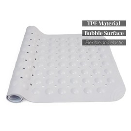 CyanWind Shower Mat Non Slip for Inside Shower, Bath Mats Suction Cup Drain Holes for Toilet, Bathtub Mat for Bathing, Showers Floor Mat for Tub, Bath Tub Mat for Bathroom (34.7" × 22.9", Light Grey)