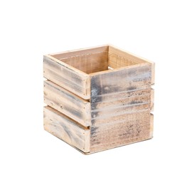 Wood Planter Box with Wine Crate Styled, 5 Inch Square, Rustic Whitewashed, Plastic Liner, Garden Centerpiece Display, Wedding Flowers Holder, Home and Venue Decor, (Set of 4) (Whitewash)