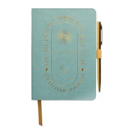 DesignWorks Ink Vegan Leather Gratitude Journal with 196 Guided Pages with Ribbon Marker - Undated Daily Mindfulness Journal - Where You Need To Be