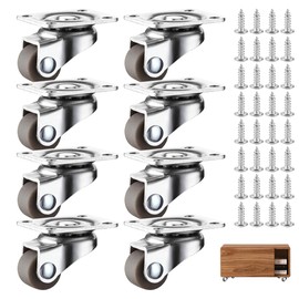 Pack of 8 Small Furniture Castors, Swivel Castors, 360 Degree Mini Wheels, Rubber Castors, Furniture Castors, Swivel Castors, 26 mm Wheels for Furniture, Bed Box, Chair Castors, TPE Wheels with