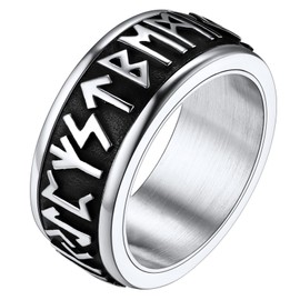FaithHeart Customisable Unisex Finger Ring, Chain Spinner Ring, Viking, Rune Spinner Ring, Punk Viking Jewellery, Hip Pop Ring, with Gift Box, for Birthday / Valentine's Day