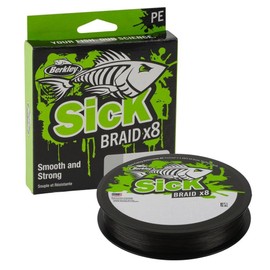 Berkley Sick Braid 8 Way Braided Fishing Line, Fishing Lines 300m for Freshwater or Saltwater Sea Fishing White or Black (Black, 0.12mm-11.2kg)