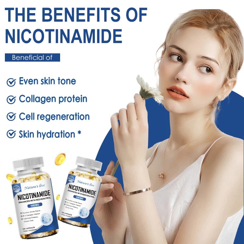 NAD Supplement - Nicotinamide 500mg Resveratrol 100mg - Anti-Aging 120