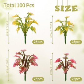 Vhxmaizxn 100 Pcs Model Trees Mixed Miniature Yellow Red Plants Artificial Train Scenery Diorama Architecture Mini Tree Fake Shrubs Flowers for Fairy Garden DIY Railway Landscape
