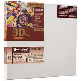 MASTERPIECE Z1DA-0608 3D Pro 2.5" Deep Muir Belgian Linen 12.0 oz Acrylic Primed Stretched Canvas 6" x 8" White