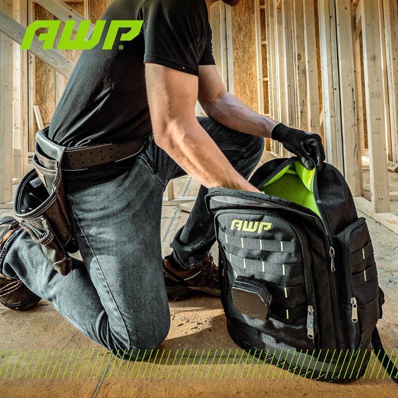 AWP Extreme Tool Backpack, Rugged Polyester Jobsite Backpack with Waterproof