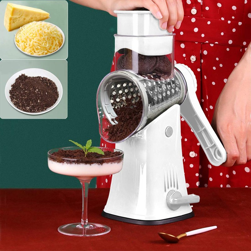 Rotary Cheese Grater Shredder 5-in-1 Tumbling Box Mandoline Vegetable Julienne