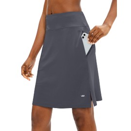 Viodia Women's 20" Knee Length Skorts Skirts Athletic Tennis Golf Skirt for Women Modest Sports Casual Summer Skirt with 5 Pockets Deep Gray