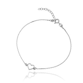 LILLY MARIE Women's / Girls' Bracelet Silver 925 Silver Heart Adjustable Length Satin Bag Partner Gifts, Sterling Silver, without stone